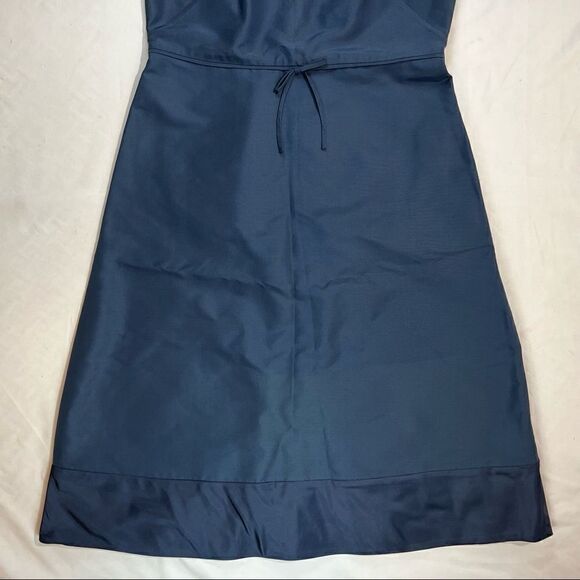J Crew Silk Navy Blue A-Line Sleeveless Dress 4 - Picture 3 of 6